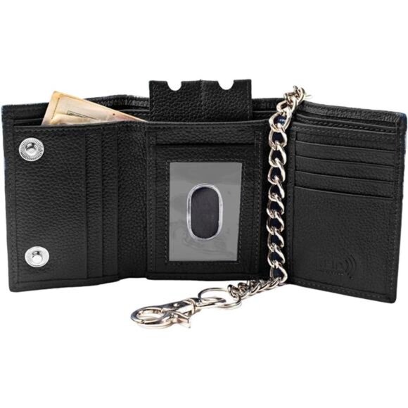 Mens Wallets Black Trifold Rfid Protection Trifold Wallet Trifold Wallets - Picture 5 of 7